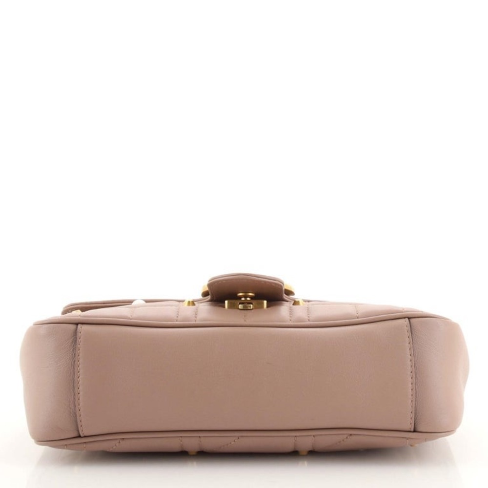 Gucci Pearly GG Marmont Flap Bag Embellished Matelasse Leather Small - Picture 10 of 14